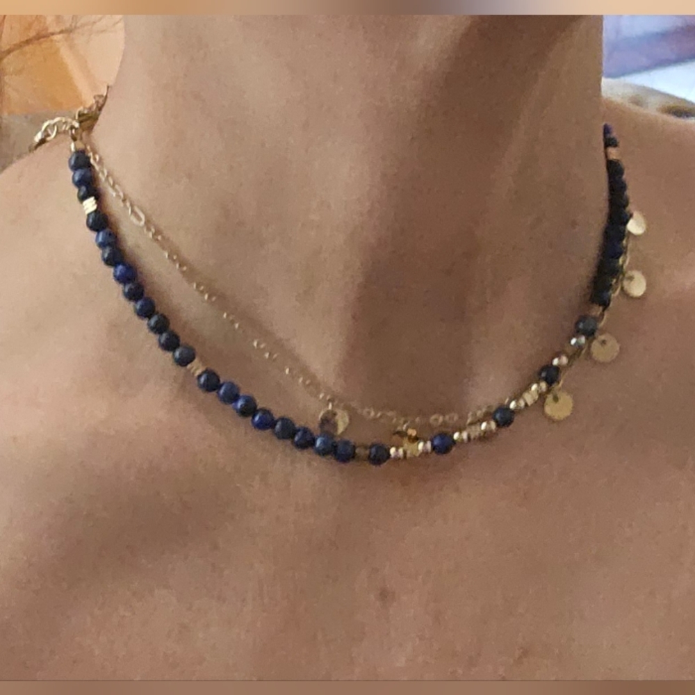Ettika Still Surprise You Lapis Beaded Choker Necklace